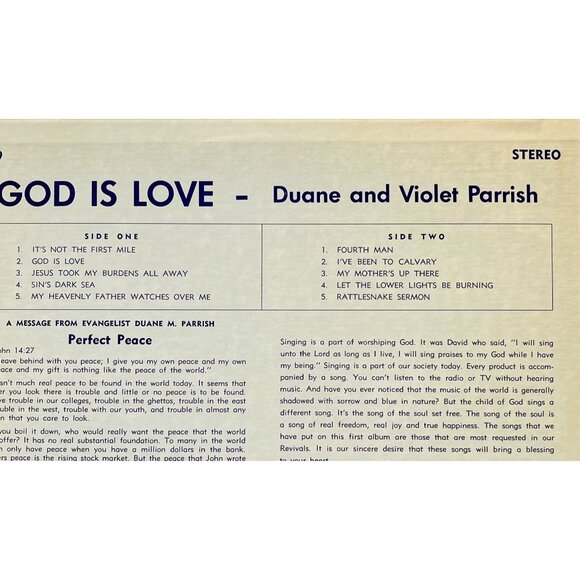 Duane and Violet Parrish God is Love Vinyl LP Christian Religious Grants Pass OR - Picture 6 of 6